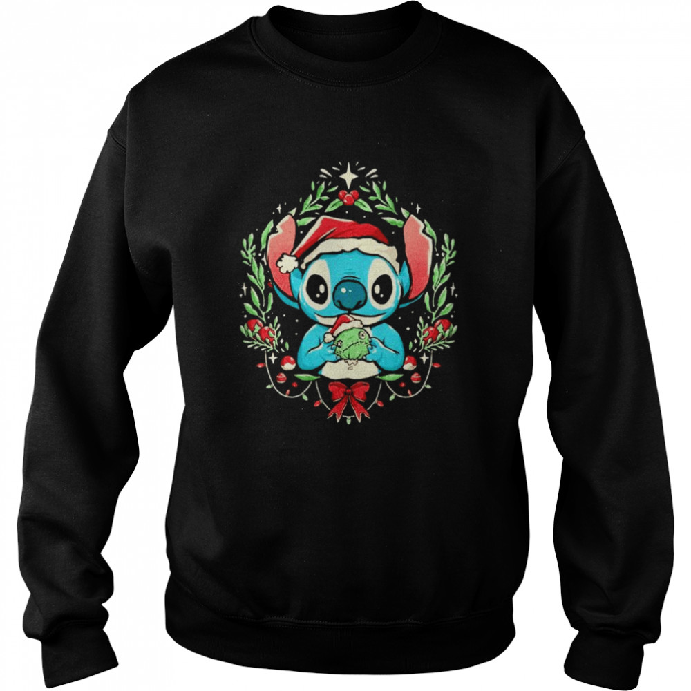 Stitch hugging a frog experiment Christmas shirt Unisex Sweatshirt