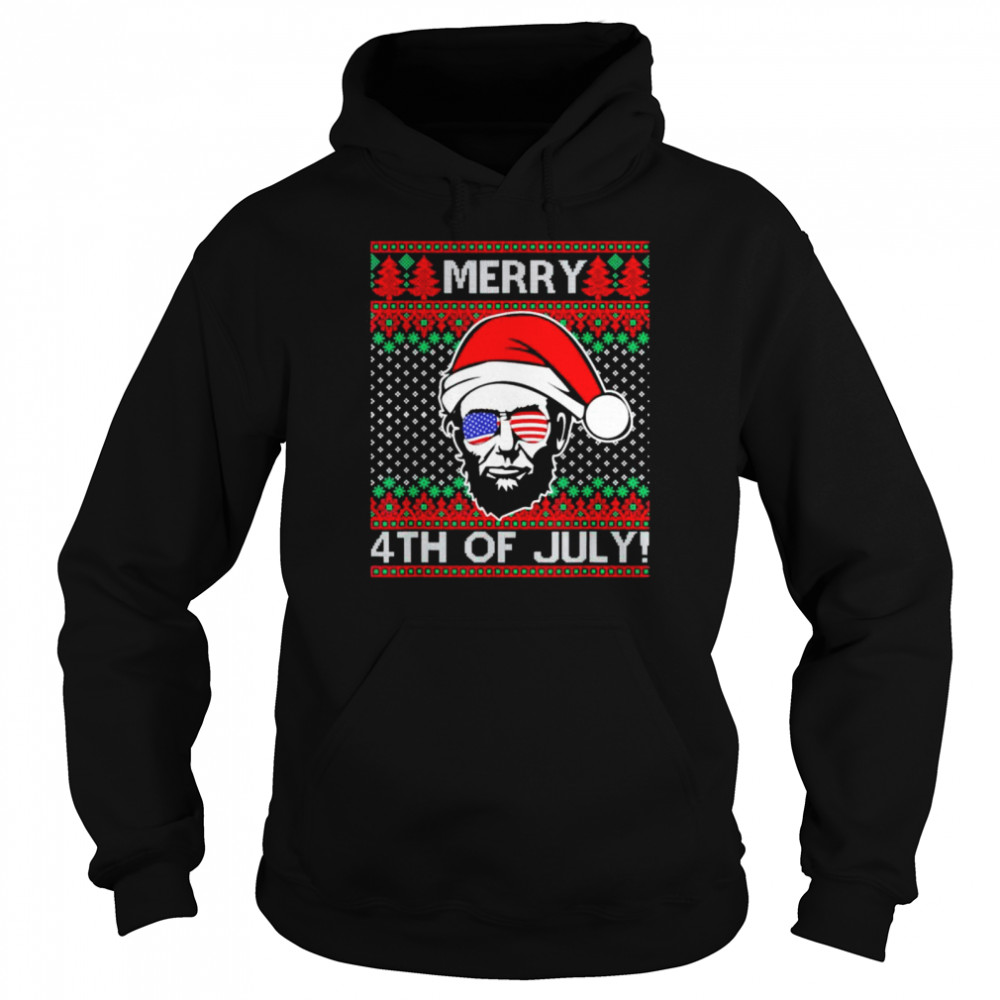 Abraham Lincoln 4th Of July Merica USA Flag Christmas Ugly shirt Unisex Hoodie