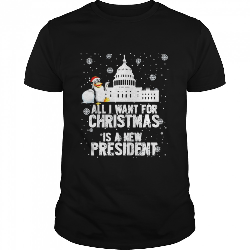 All I Want For Christmas Is A New President Penguin Ugly Christmas T- Classic Men's T-shirt