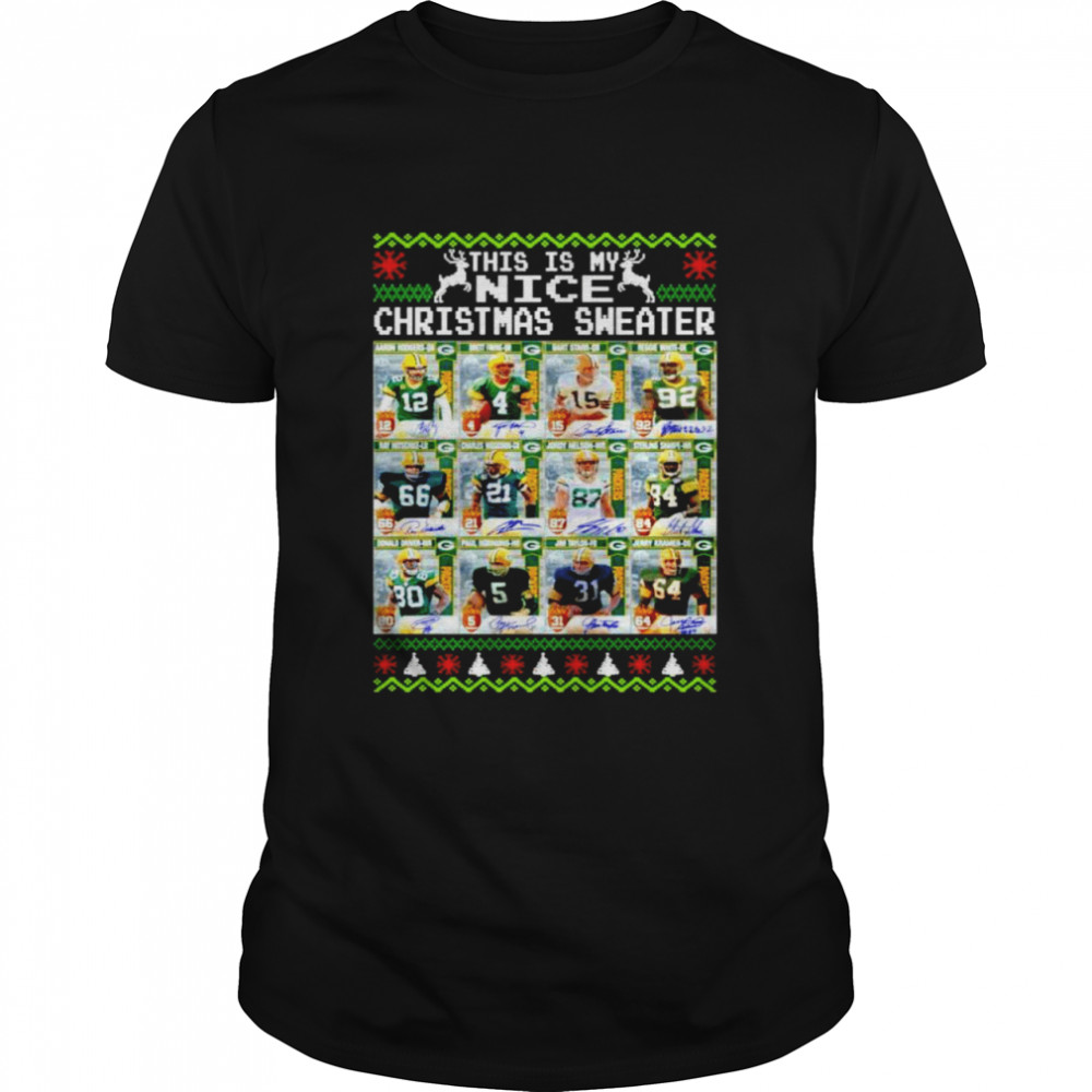 Green Bay Packers this is my nice signatures Ugly Christmas Sweater shirt Classic Men's T-shirt
