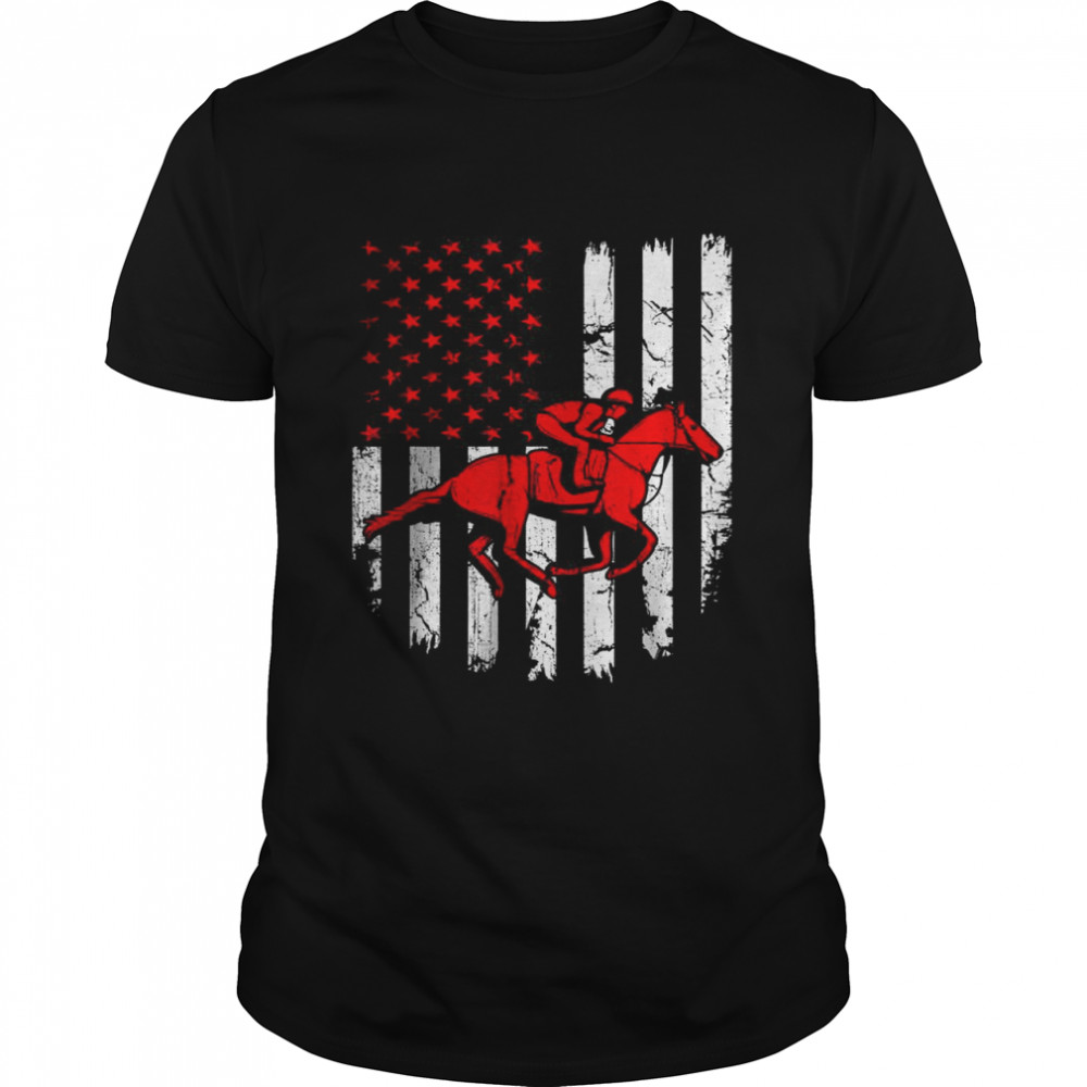 American Flag Equestrian USA Patriotic Sport Lover Christmas T- Classic Men's T-shirt