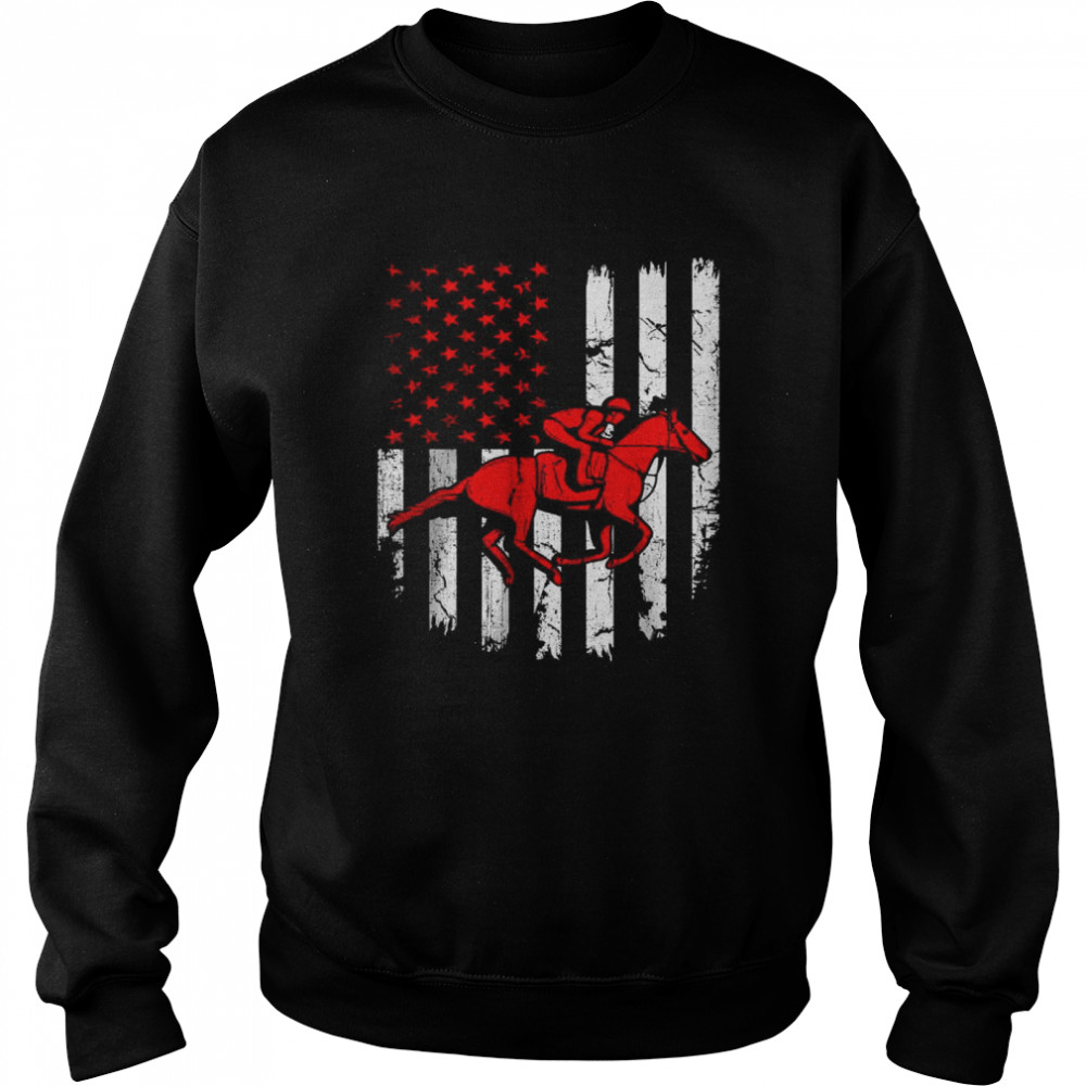 American Flag Equestrian USA Patriotic Sport Lover Christmas T- Unisex Sweatshirt