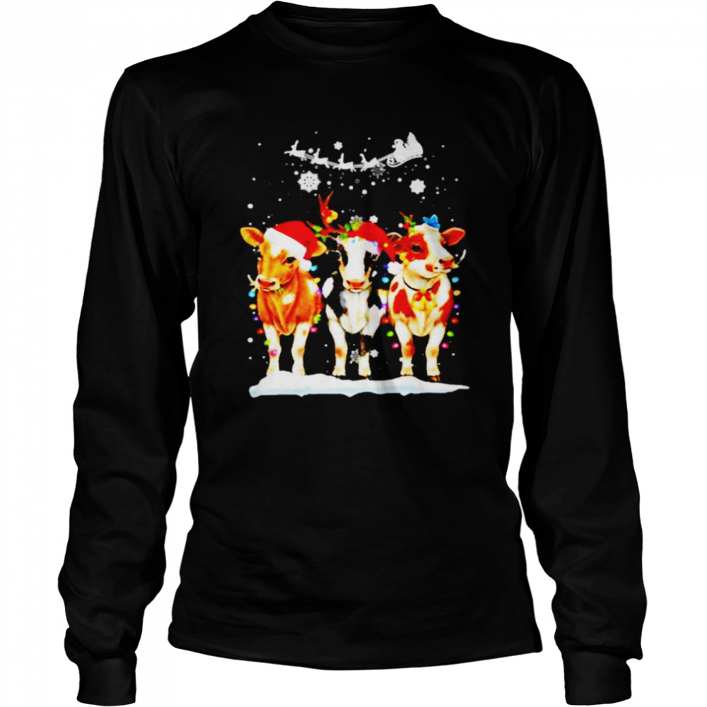 Cows Santa Christmas Holiday shirt Long Sleeved T-shirt