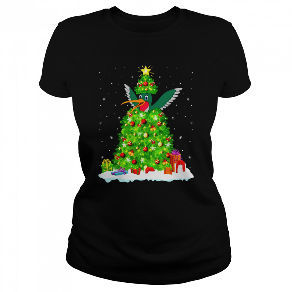 Hummingbird Xmas Lighting Tree Hummingbird Christmas  Classic Women's T-shirt