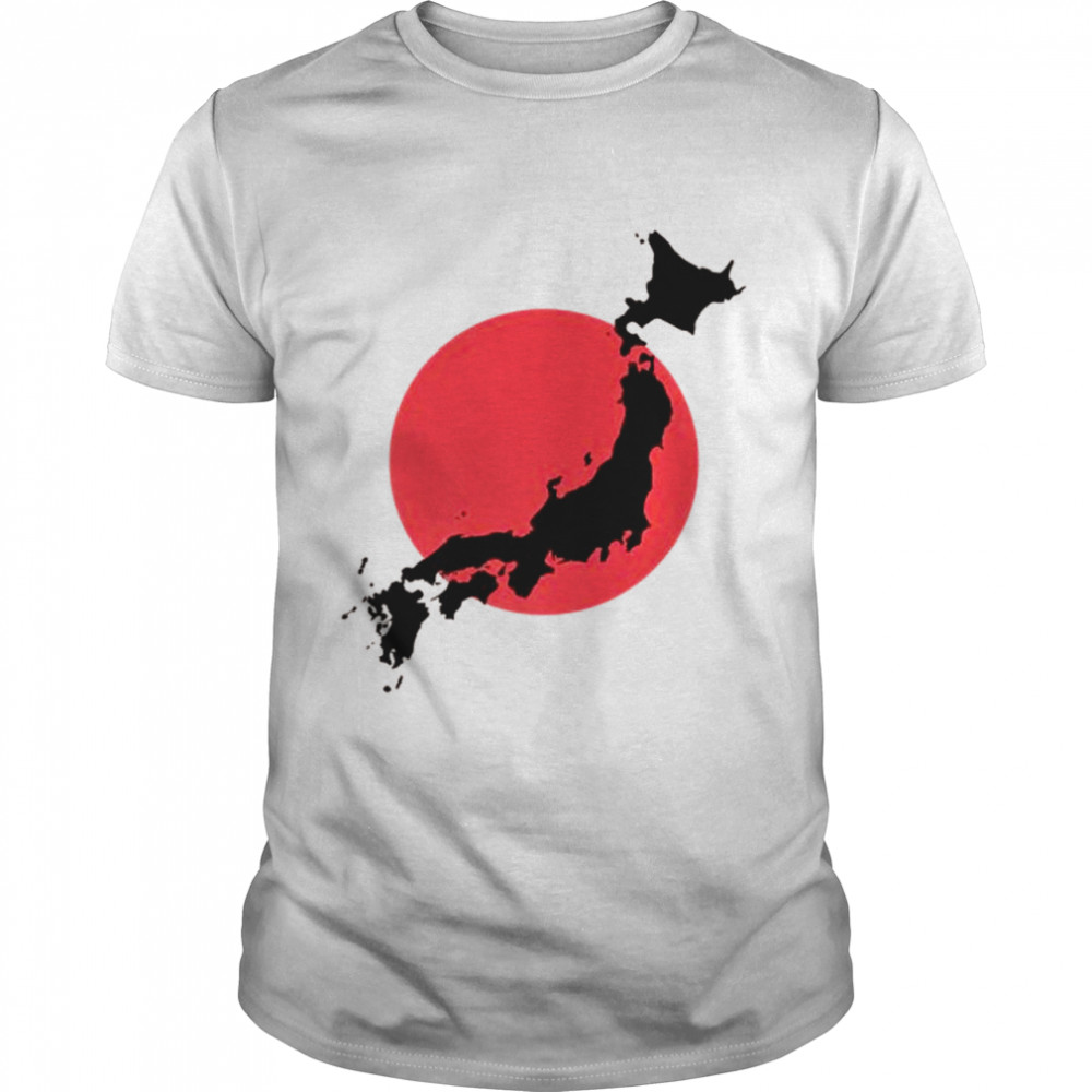 Japan Flag Map Outline  Classic Men's T-shirt