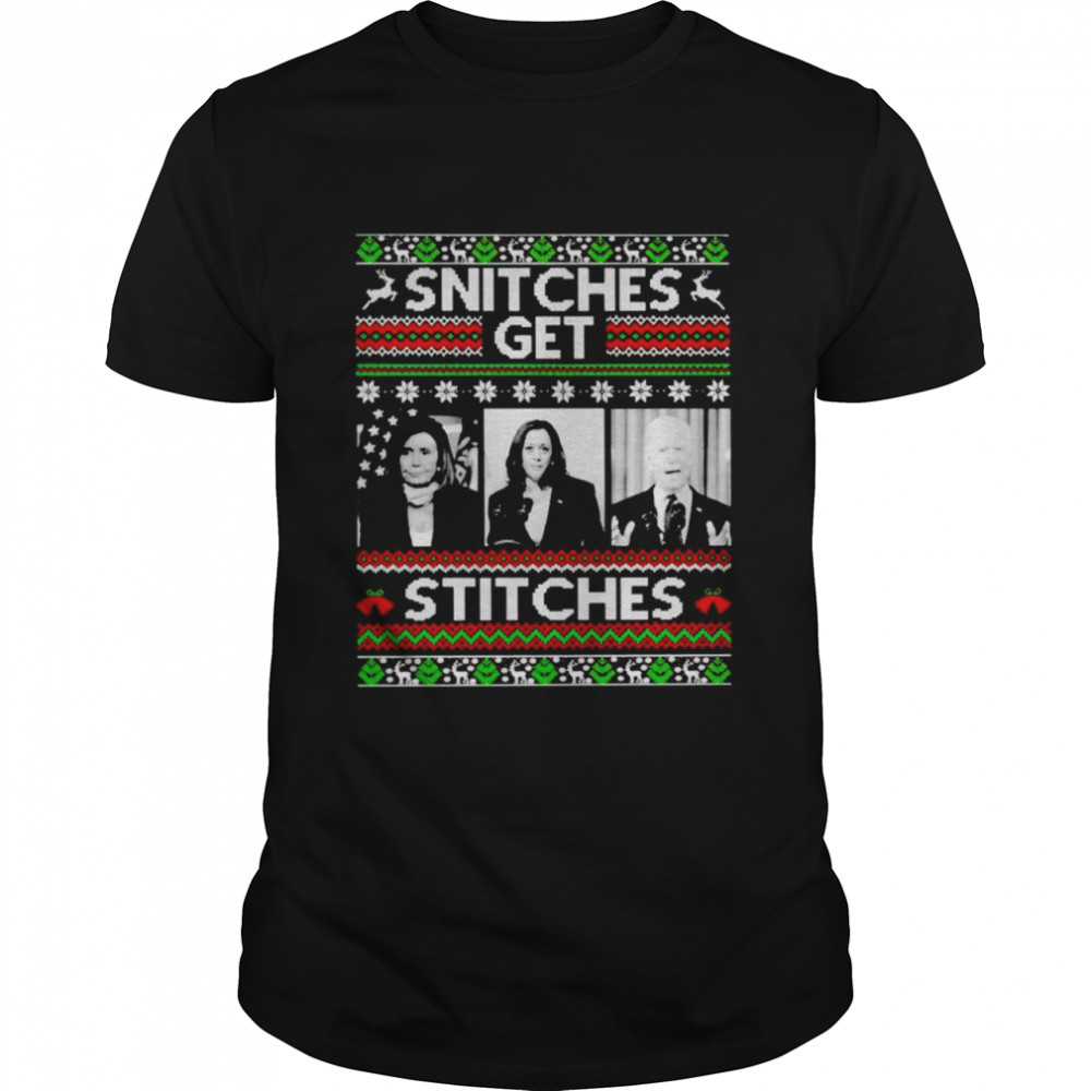 Pelosi Kamala Biden snitches get stitches Christmas shirt Classic Men's T-shirt