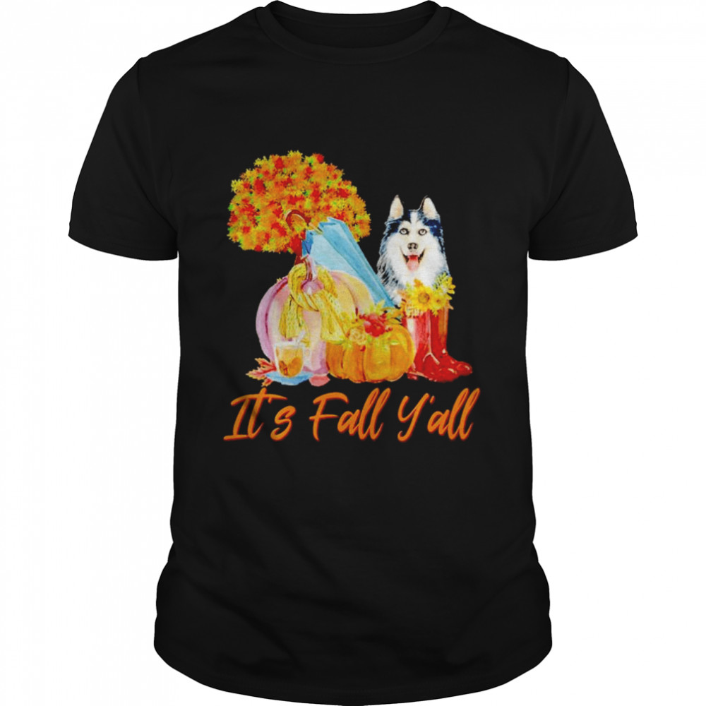 Siberian Husky Its fall yall shirt Classic Men's T-shirt