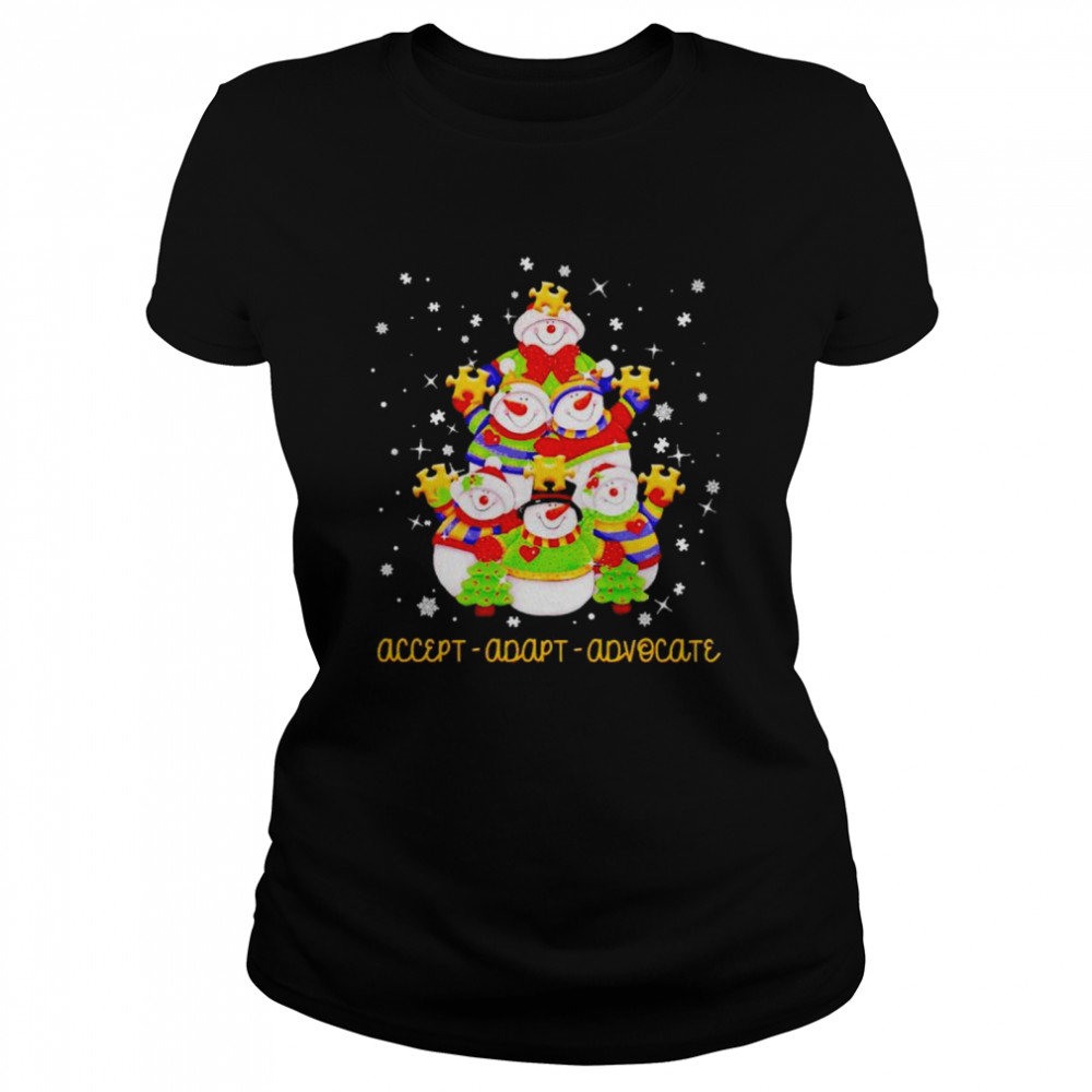 Snowman Christmas tree Autism accept adapt advocate shirt Classic Women's T-shirt