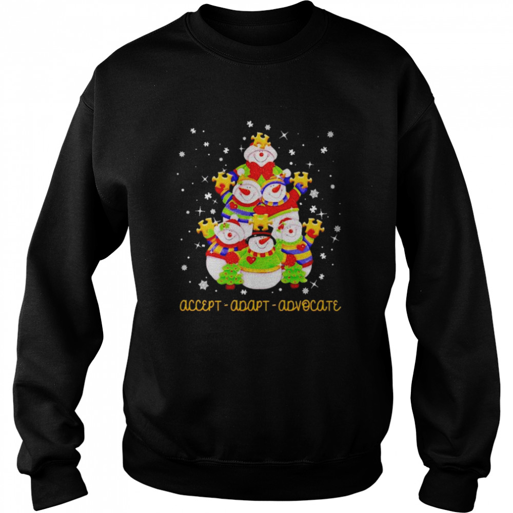 Snowman Christmas tree Autism accept adapt advocate shirt Unisex Sweatshirt