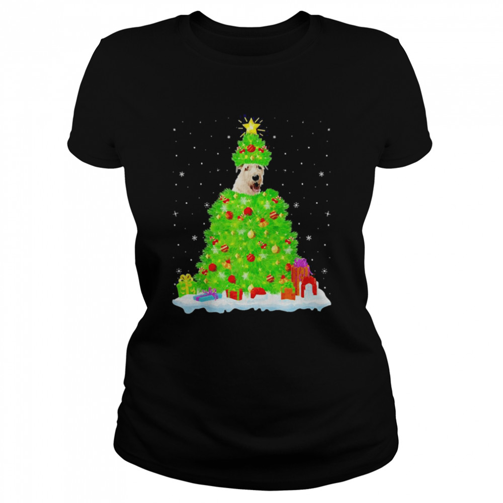 Xmas Lighting Matching Irish Wolfhound Christmas Tree Sweater  Classic Women's T-shirt