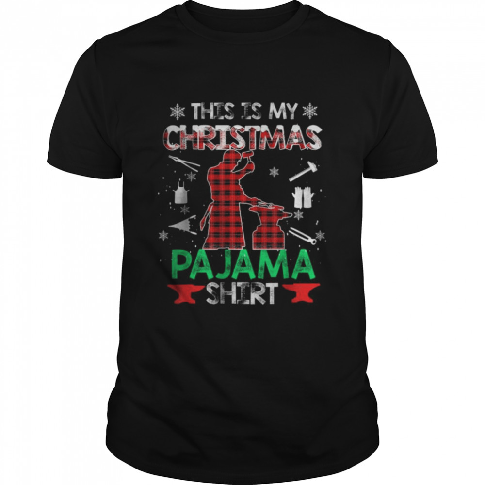 This Is My Christmas Pajama Red Plaid Xmas Blacksmith T- Classic Men's T-shirt
