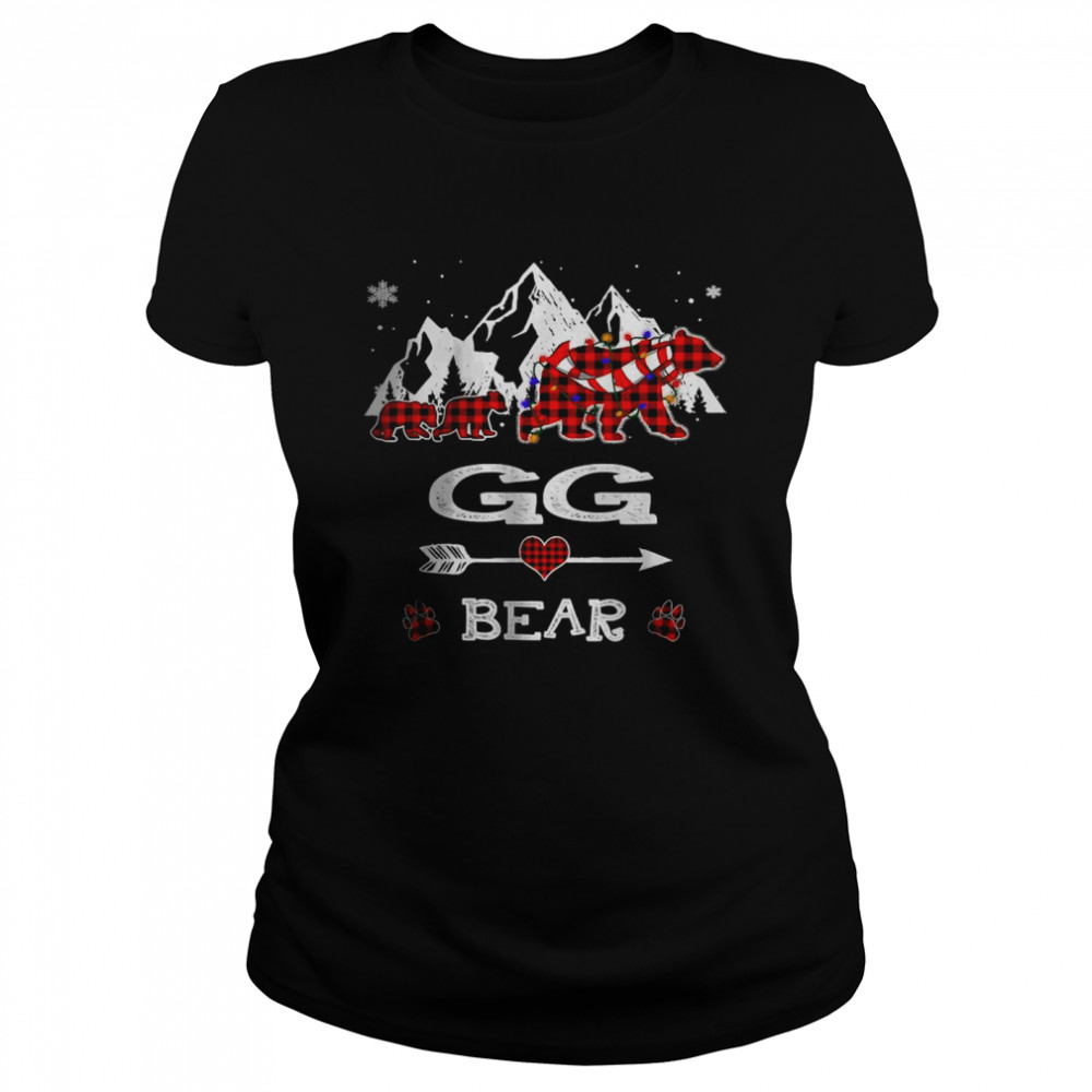 GG Bear Christmas Red Plaid Christmas Pajama Family T- Classic Women's T-shirt