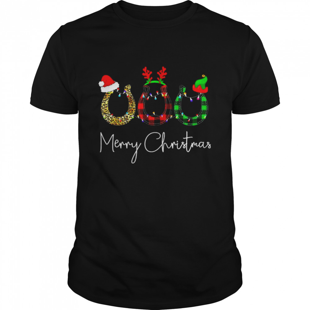Horse Santa Elf Reindeer Leopard Merry Christmas shirt Classic Men's T-shirt