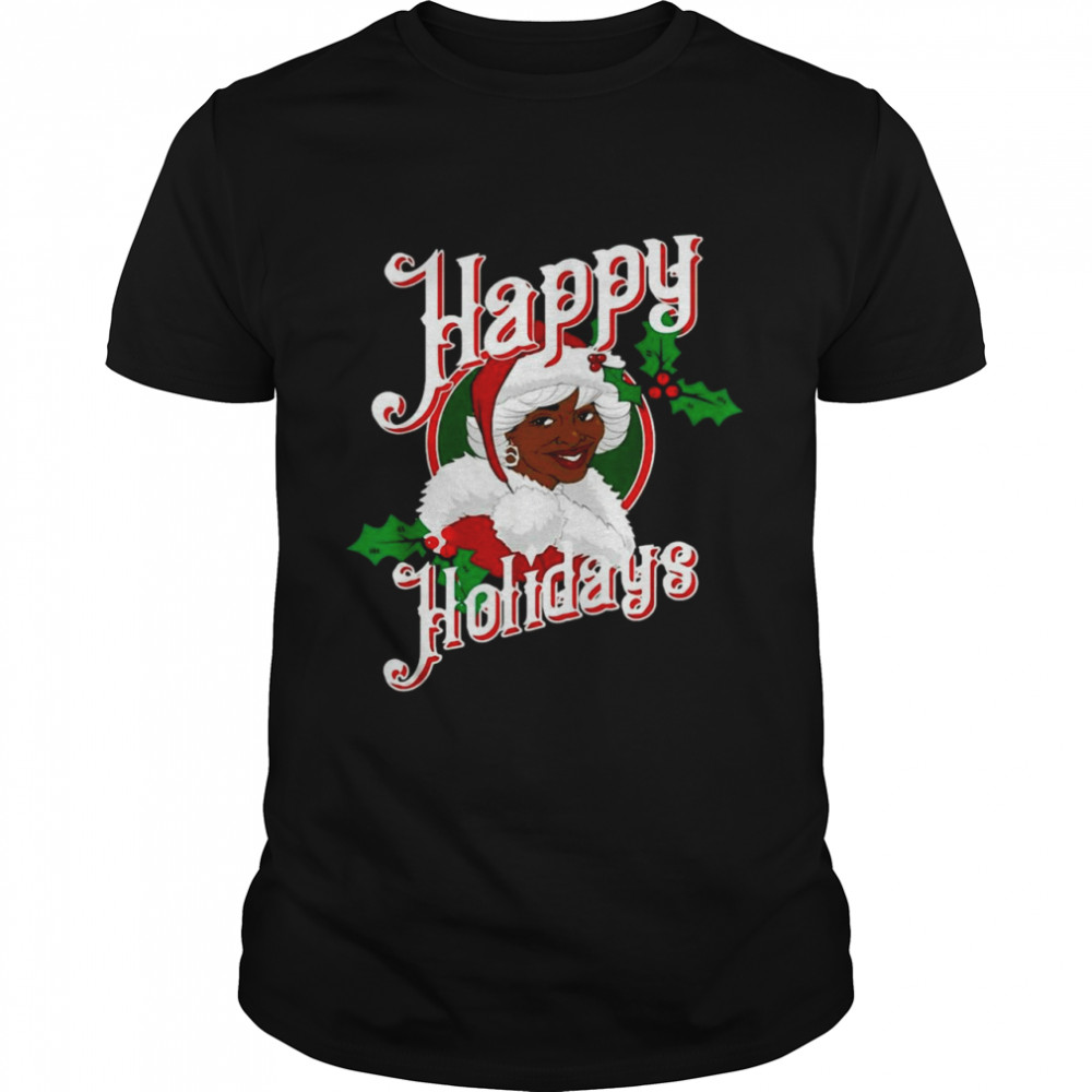Black Happy Holidays African American Santa Mrs Claus  Classic Men's T-shirt