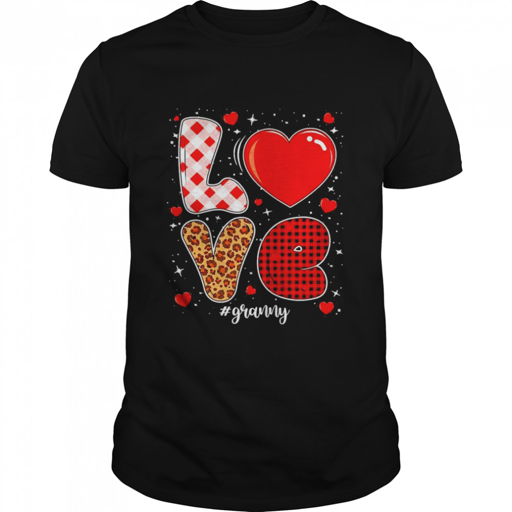 Love Granny Buffalo Plaid Leopard Valentine Mothers Day  Classic Men's T-shirt
