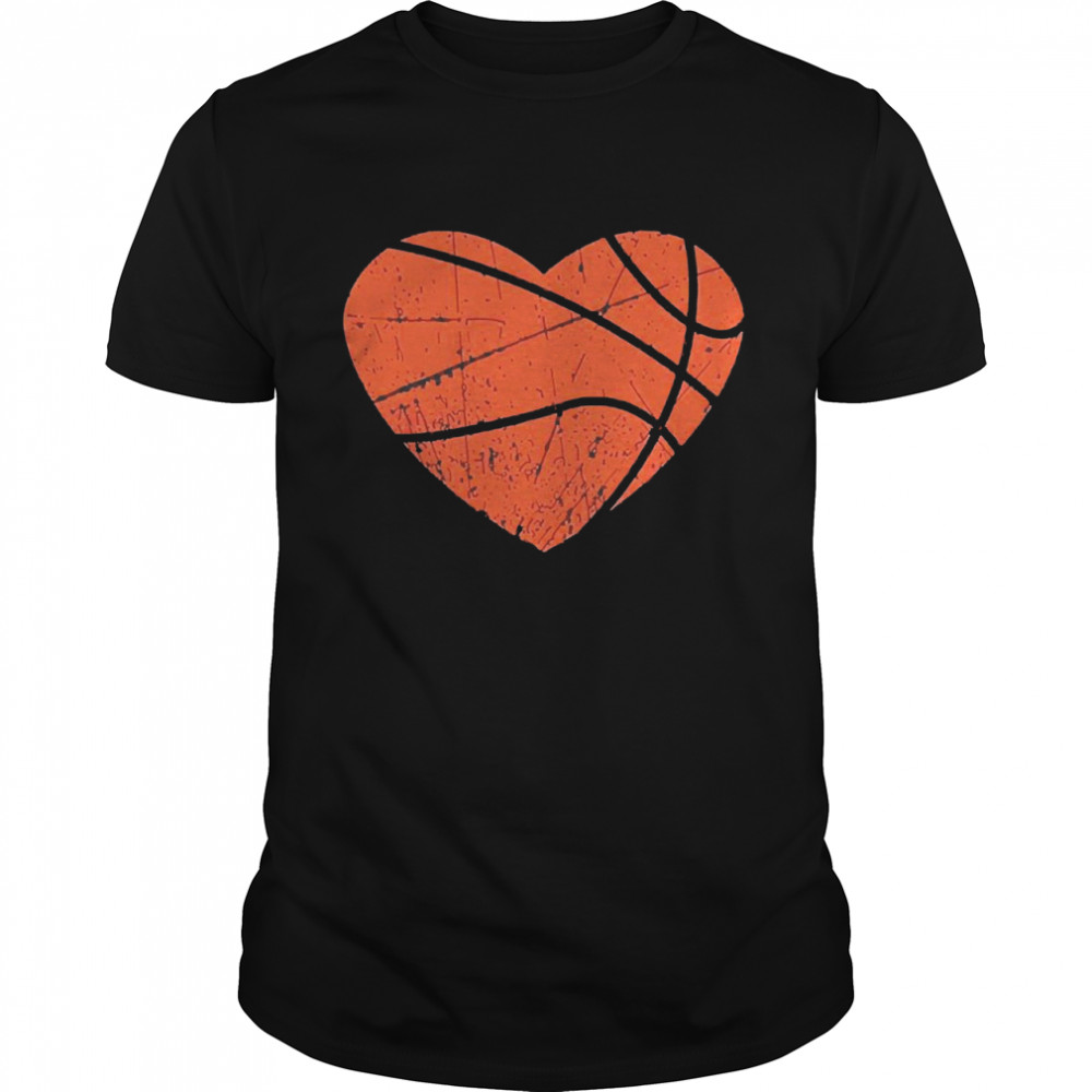 Valentines Day Basketball Heart Cute Retro Vintage Grunge Shirt