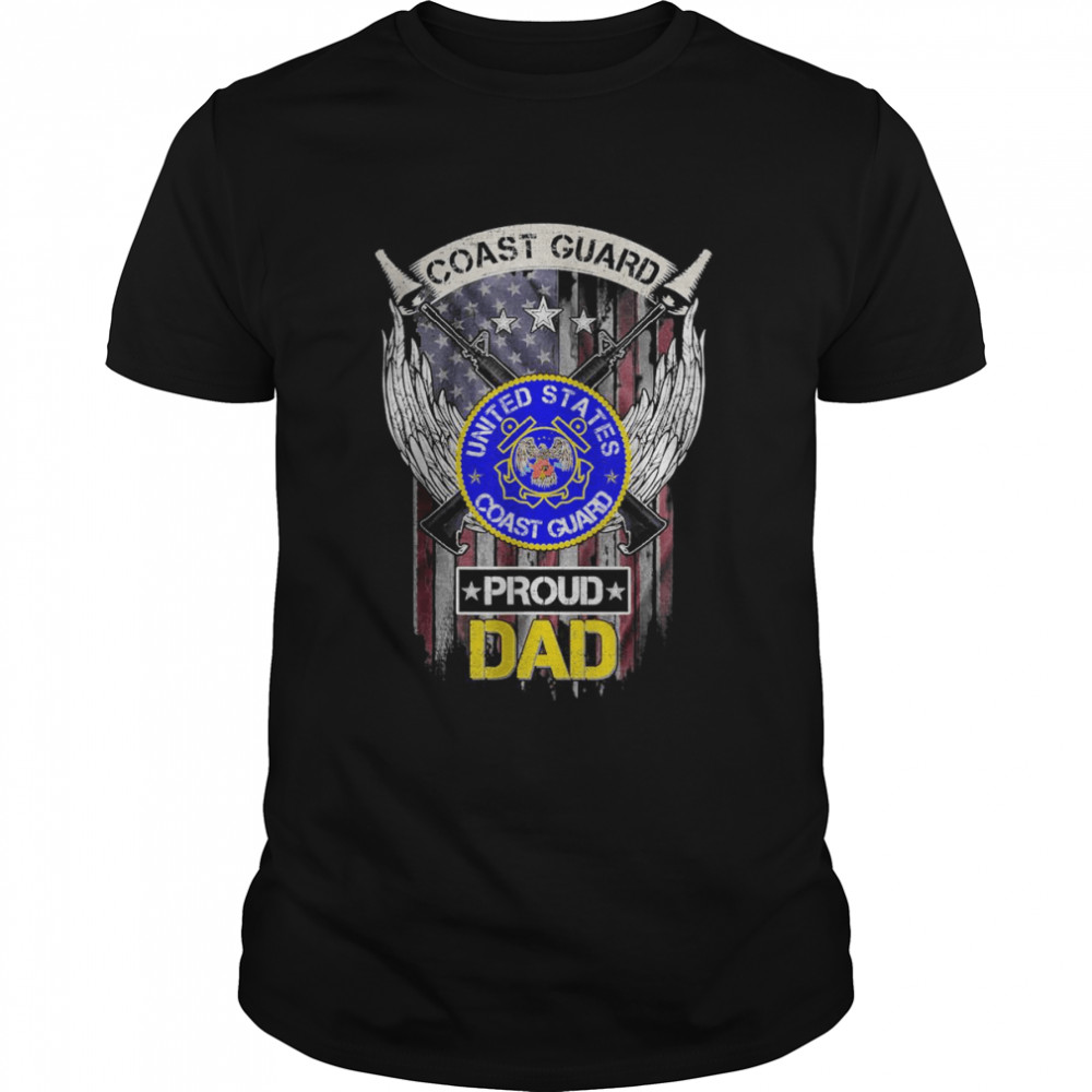 Vintage USA American Flag US Coast Guard Proud Dad T- Classic Men's T-shirt