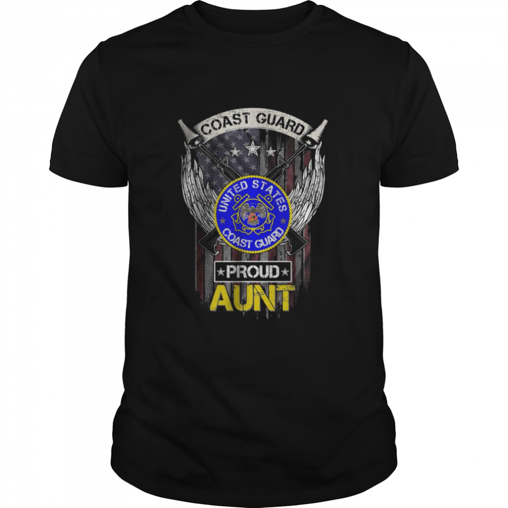 Vintage USA American Flag US Coast Guard Proud Veteran Aunt T-Shirt