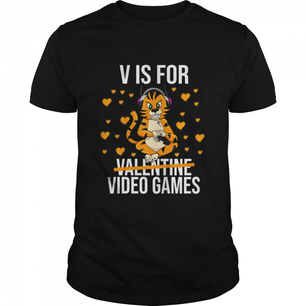 Kinder Gamer Valentinstag V Is For Videospiele Jungen Gaming  Classic Men's T-shirt