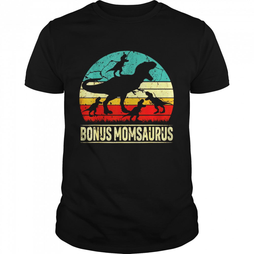 Bonus Mom Dinosaur T Rex Bonus Momsaurus 4 Family  Classic Men's T-shirt