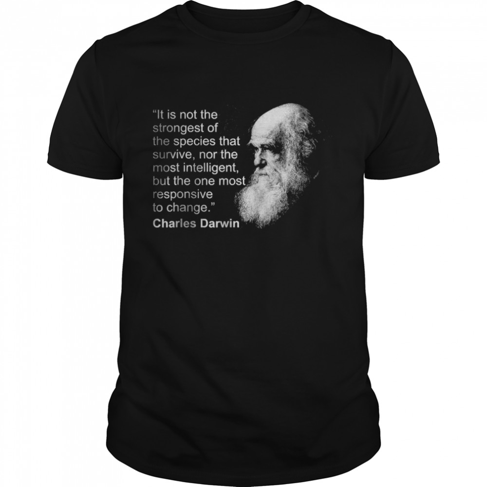 Charles Darwin Portrait quote Evolution Atheist  Classic Men's T-shirt