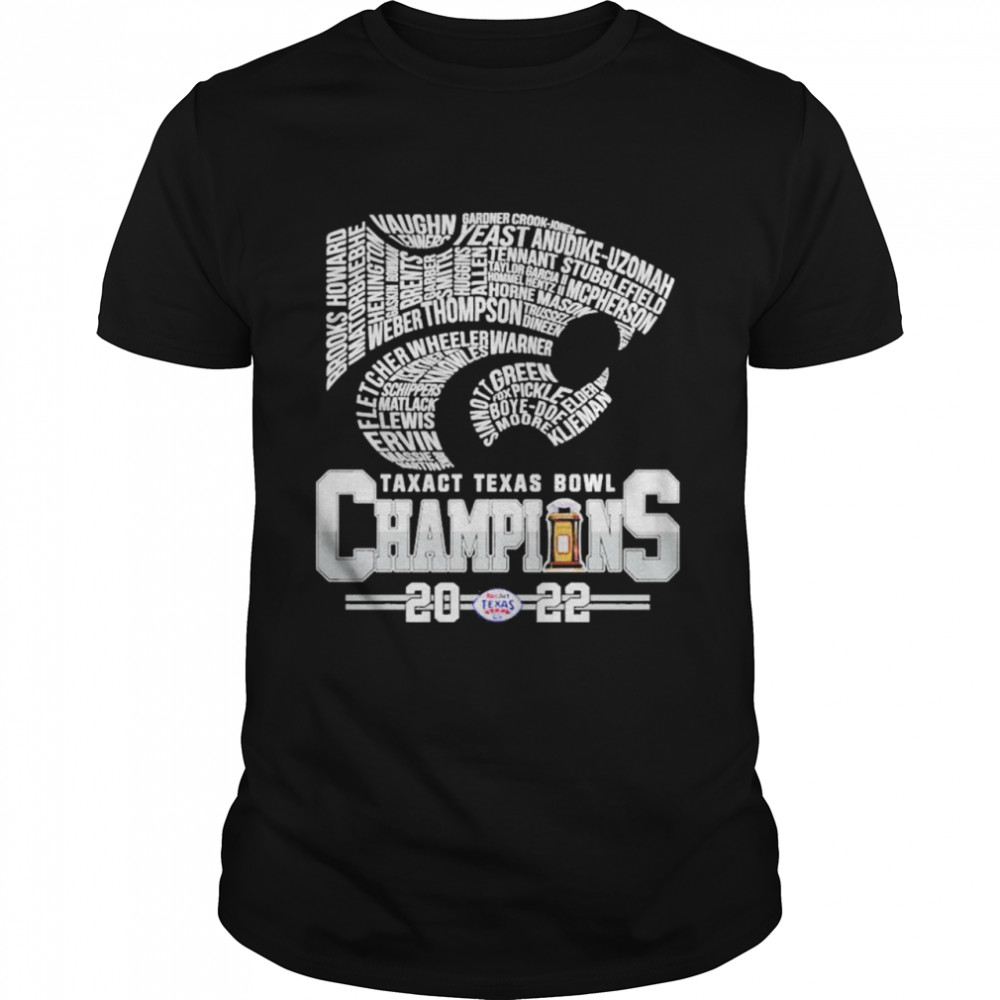 Kansas State Wildcats 2022 Texas Bowl Champions Player signatures shirt