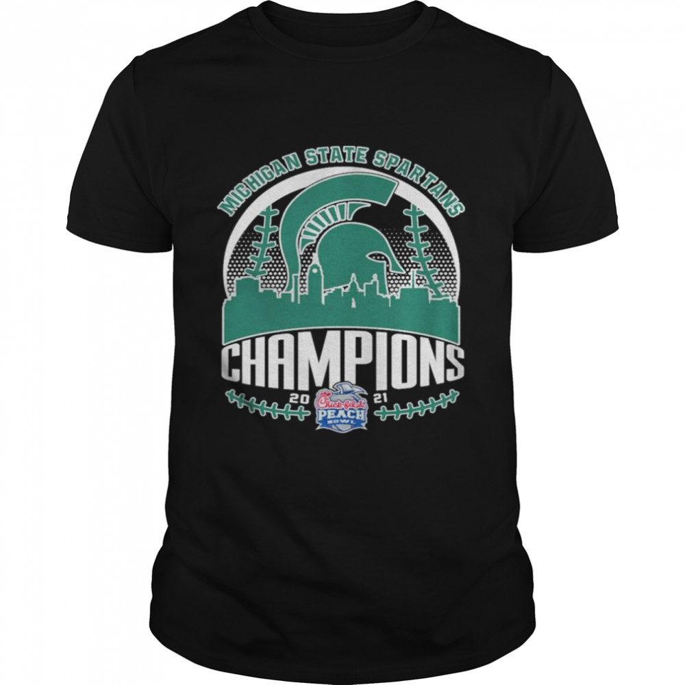 michigan State Spartans 2021 Peach Bowl Champions Michigan City  Classic Men's T-shirt