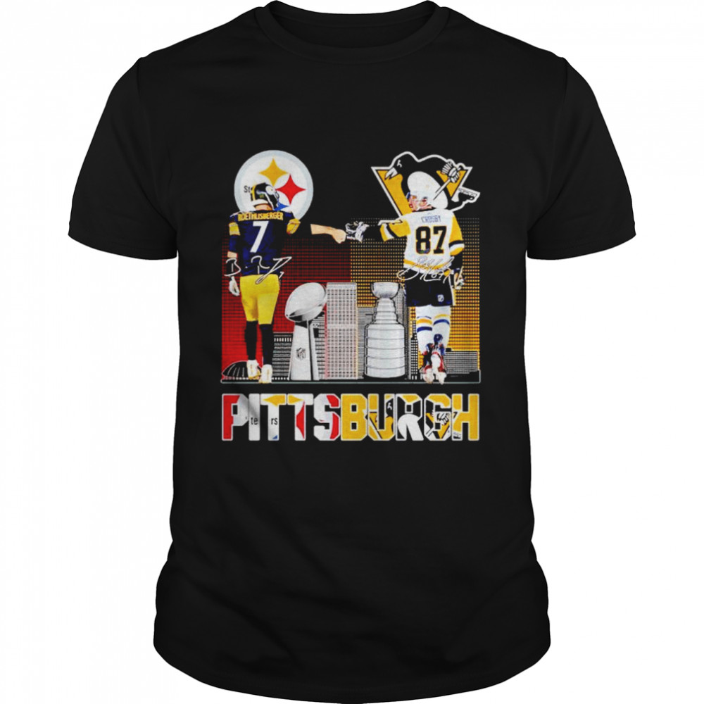 Pittsburgh Steelers and Pittsburgh Penguins champions Roethlisberger and Crosby signature shirt Classic Men's T-shirt