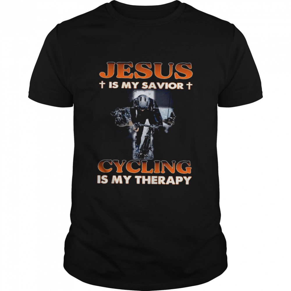 Jesus Is My Savior Cycling Is My Therapy  Classic Men's T-shirt