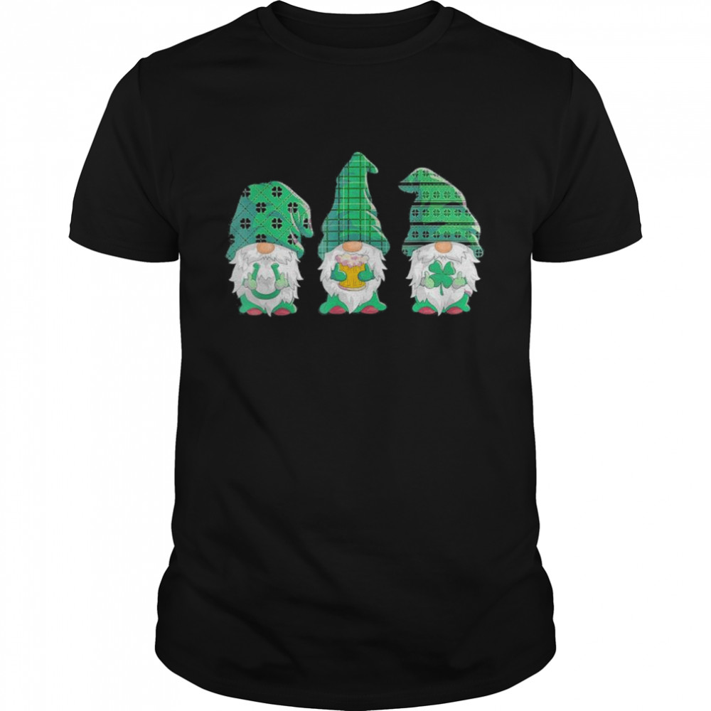 St Patricks Day Gnomes Green Buffalo Plaid  Classic Men's T-shirt