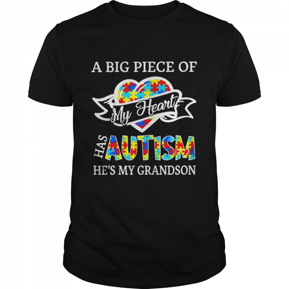 A big piece of my heart has Autism he’s my grandson shirt Classic Men's T-shirt