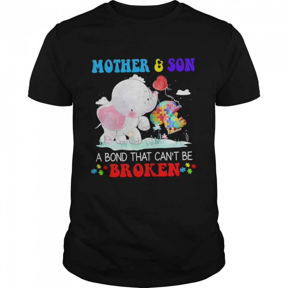 Autism Elephant Mother And Son A Bond That Can’t Be Broken  Classic Men's T-shirt