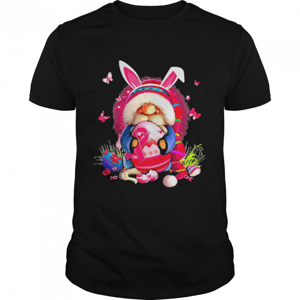 Gnome Hug Breast Cancer And Eggs Happy Easter Day  Classic Men's T-shirt