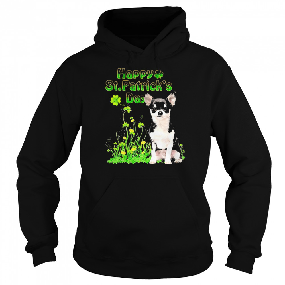 Happy St. Patrick’s Day Patrick Gold Grass Black Chihuahua Dog  Unisex Hoodie