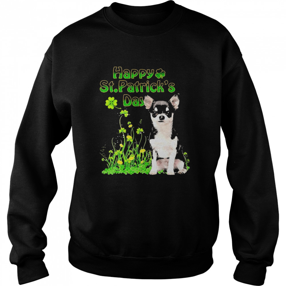 Happy St. Patrick’s Day Patrick Gold Grass Black Chihuahua Dog  Unisex Sweatshirt