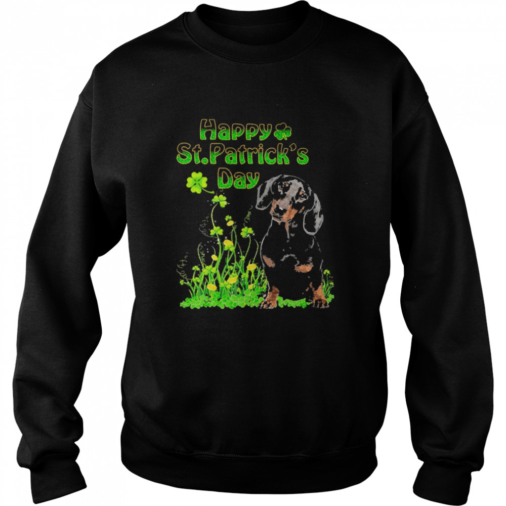 Happy St. Patrick’s Day Patrick Gold Grass Black Dachshund Dog  Unisex Sweatshirt