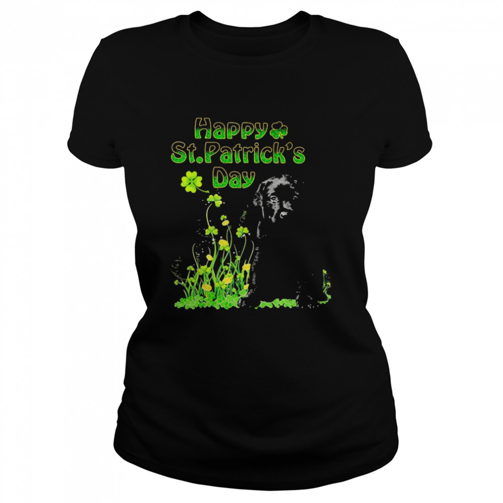 Happy St. Patrick’s Day Patrick Gold Grass Black Labrador Pup  Classic Women's T-shirt