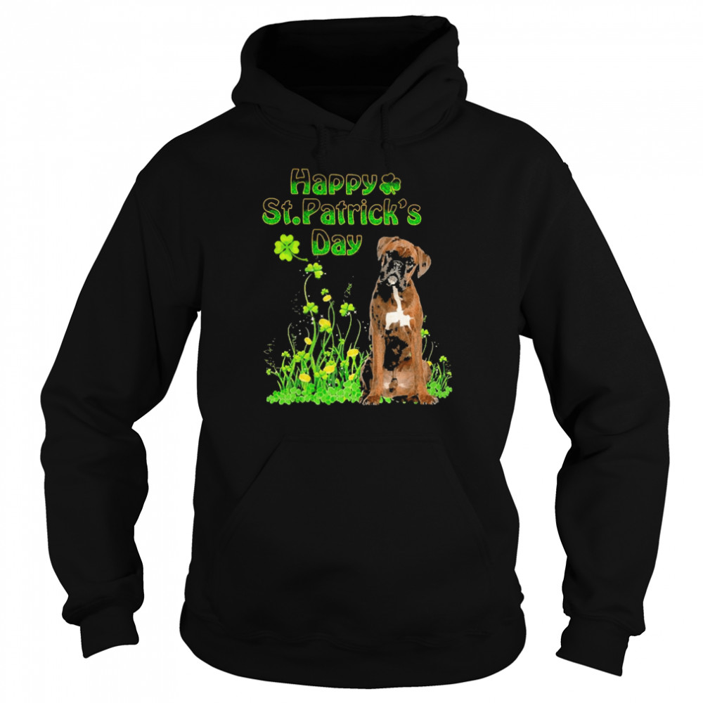 Happy St. Patrick’s Day Patrick Gold Grass Brindle Boxer Dog  Unisex Hoodie