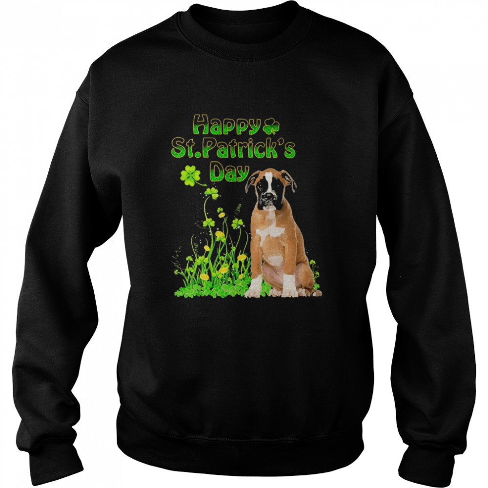 Happy St. Patrick’s Day Patrick Gold Grass Brown Boxer Dog  Unisex Sweatshirt