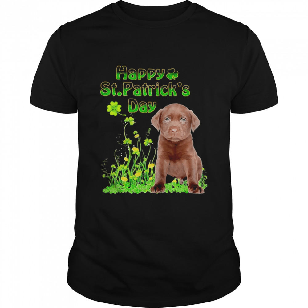 Happy St. Patrick’s Day Patrick Gold Grass Chocolate Labrador Dog  Classic Men's T-shirt