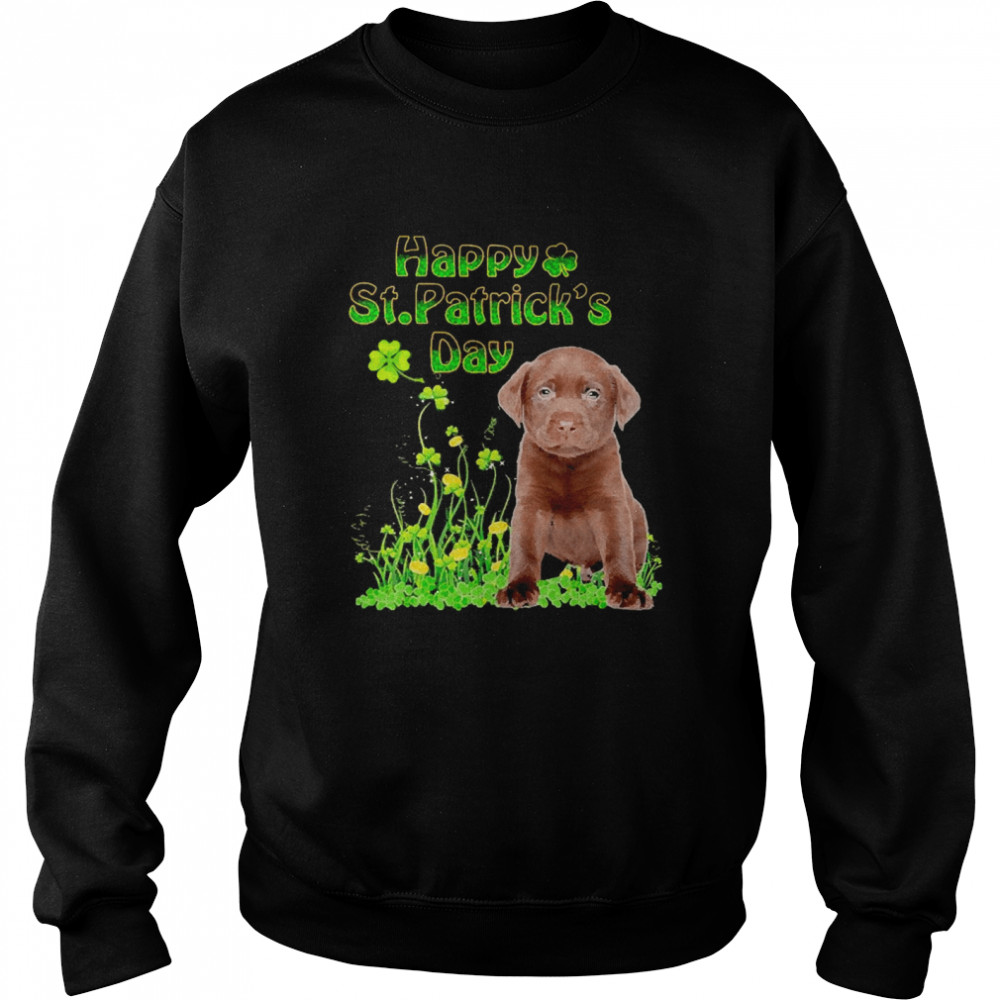 Happy St. Patrick’s Day Patrick Gold Grass Chocolate Labrador Dog  Unisex Sweatshirt