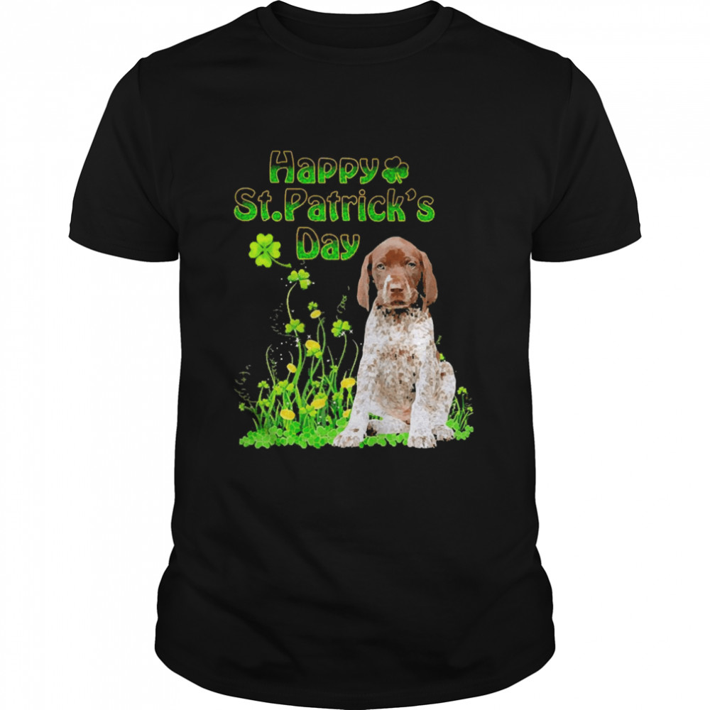 Happy St. Patrick’s Day Patrick Gold Grass German Shorthaired Pointer Dog  Classic Men's T-shirt