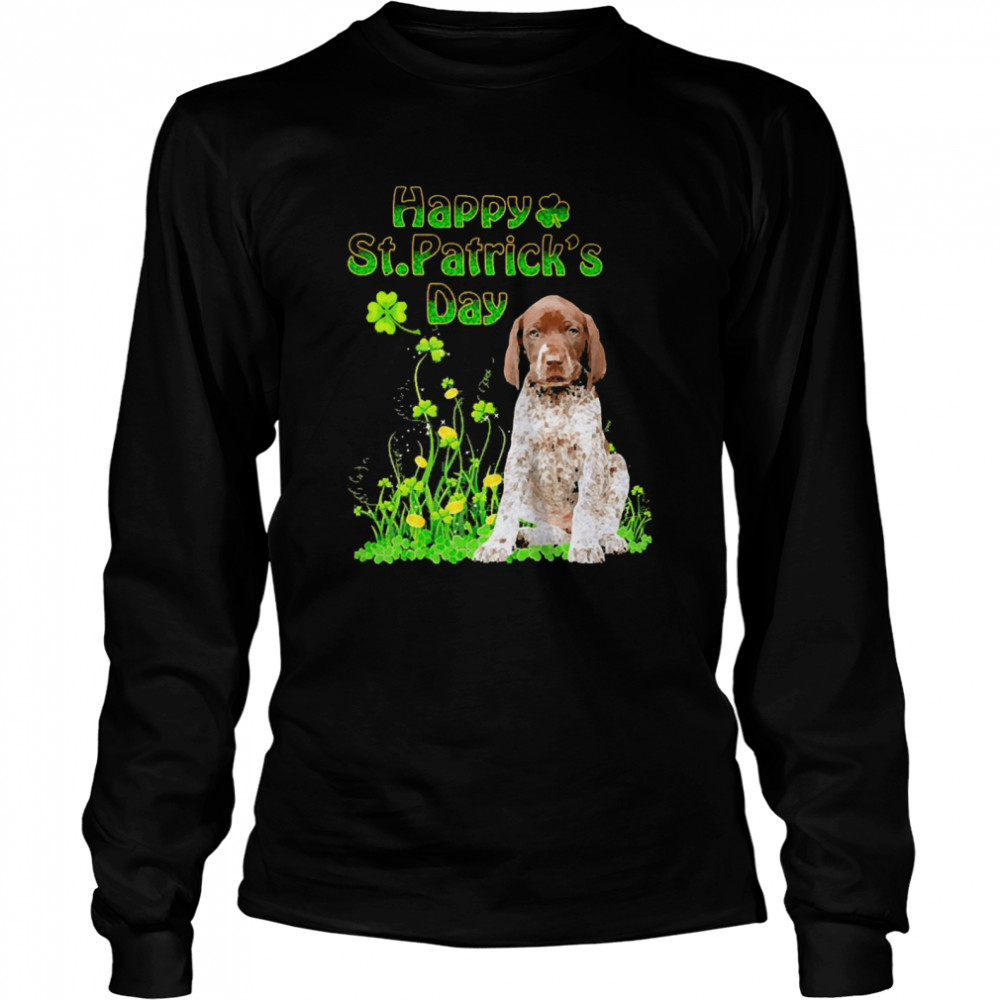 Happy St. Patrick’s Day Patrick Gold Grass German Shorthaired Pointer Dog  Long Sleeved T-shirt