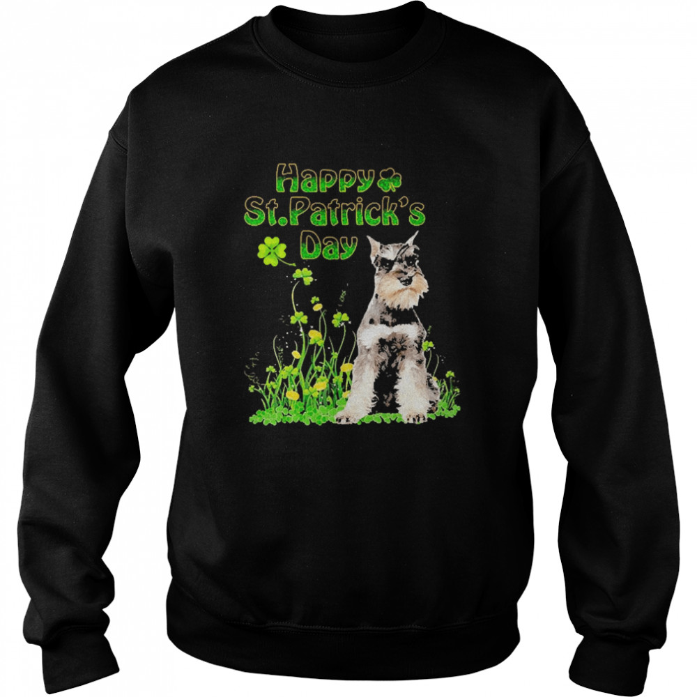 Happy St. Patrick’s Day Patrick Gold Grass Grey Miniature Schnauzer Dog  Unisex Sweatshirt
