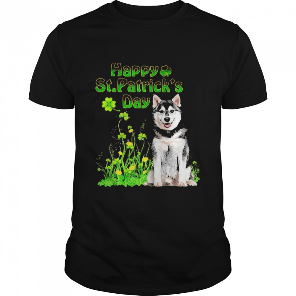Happy St. Patrick’s Day Patrick Gold Grass Husky Dog  Classic Men's T-shirt