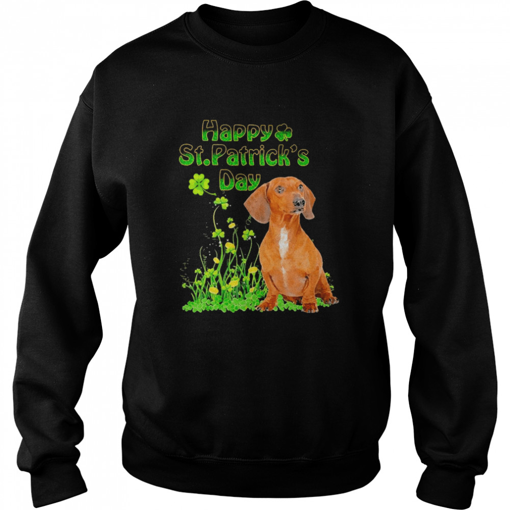 Happy St. Patrick’s Day Patrick Gold Grass Red Dachshund Dog  Unisex Sweatshirt