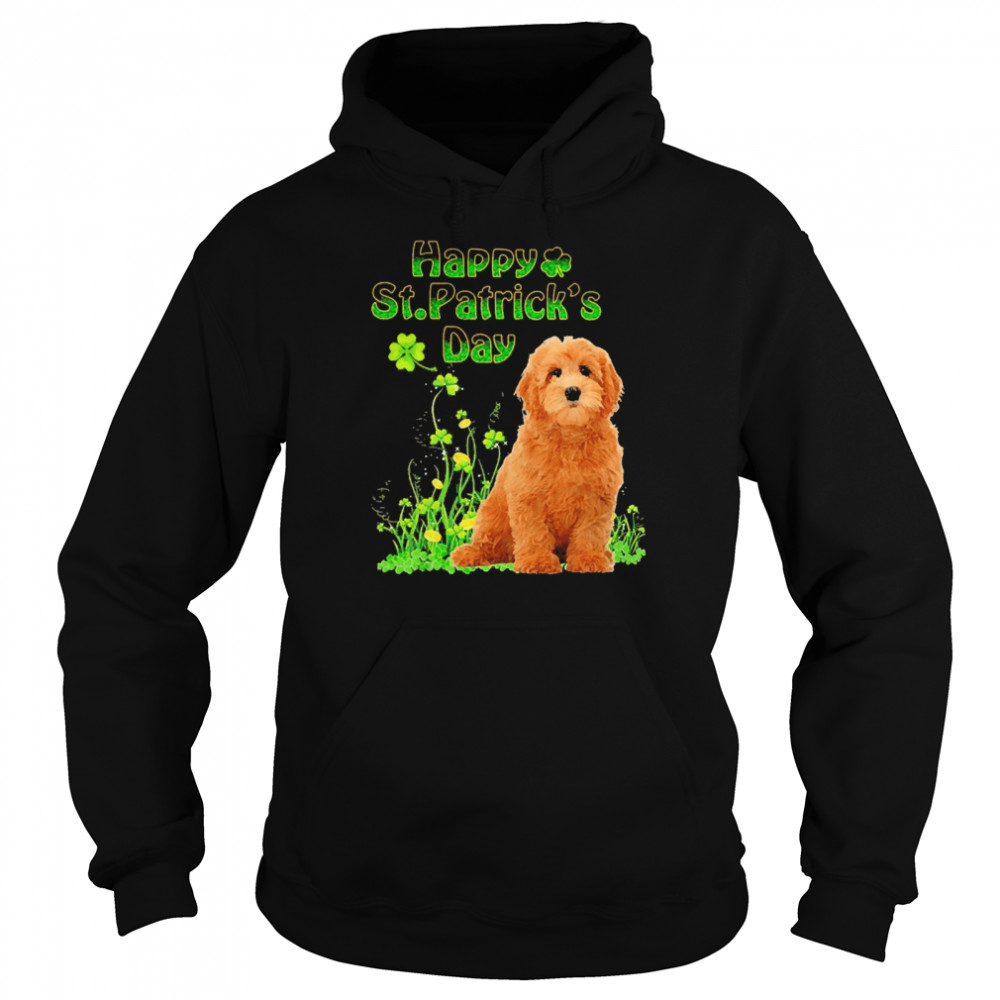 Happy St. Patrick’s Day Patrick Gold Grass Red Goldendoodle Dog  Unisex Hoodie