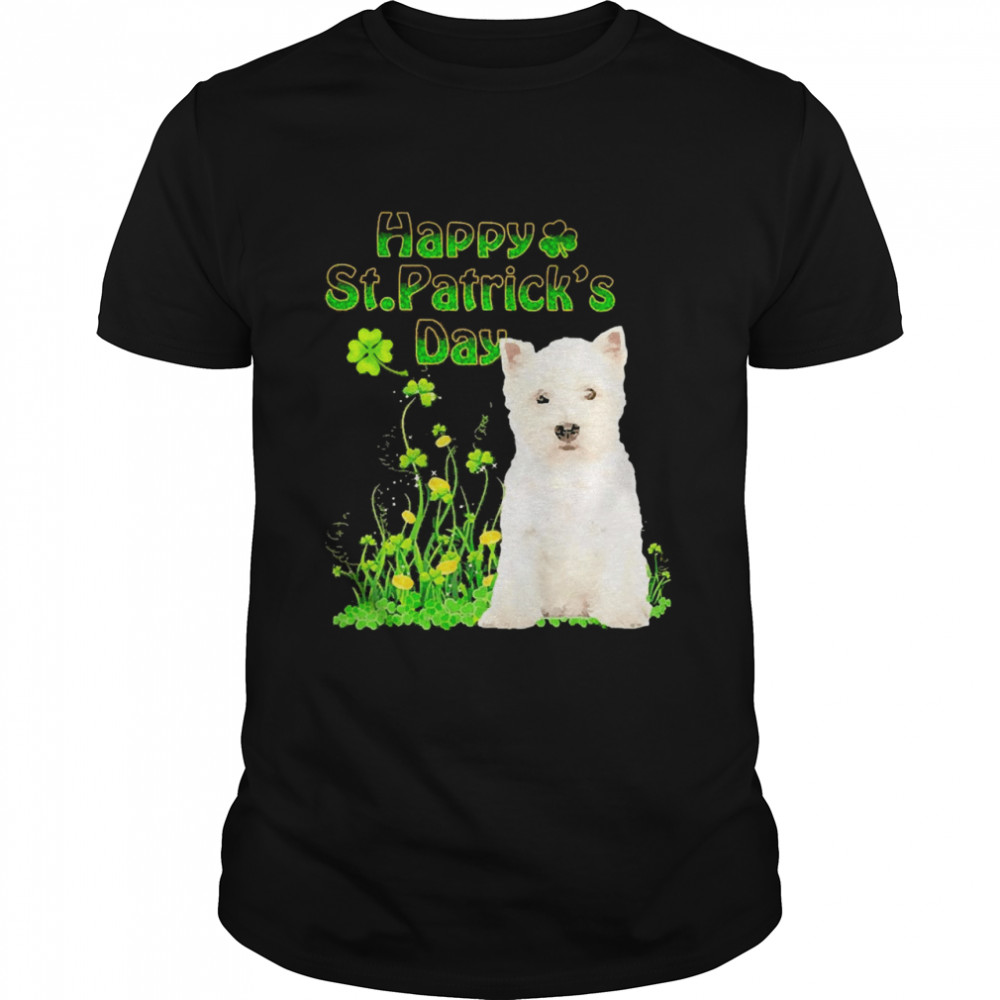 Happy St. Patrick’s Day Patrick Gold Grass West Highland White Terrier Dog Shirt