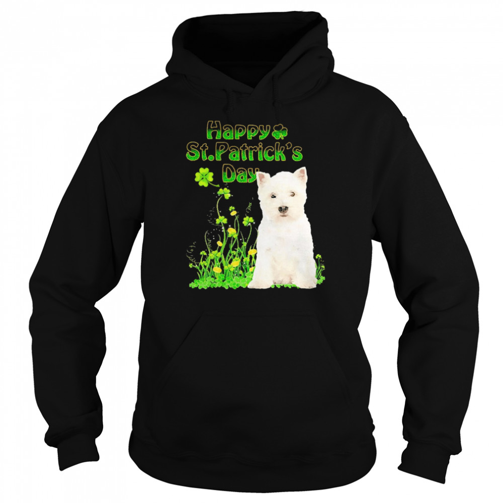 Happy St. Patrick’s Day Patrick Gold Grass West Highland White Terrier Dog  Unisex Hoodie