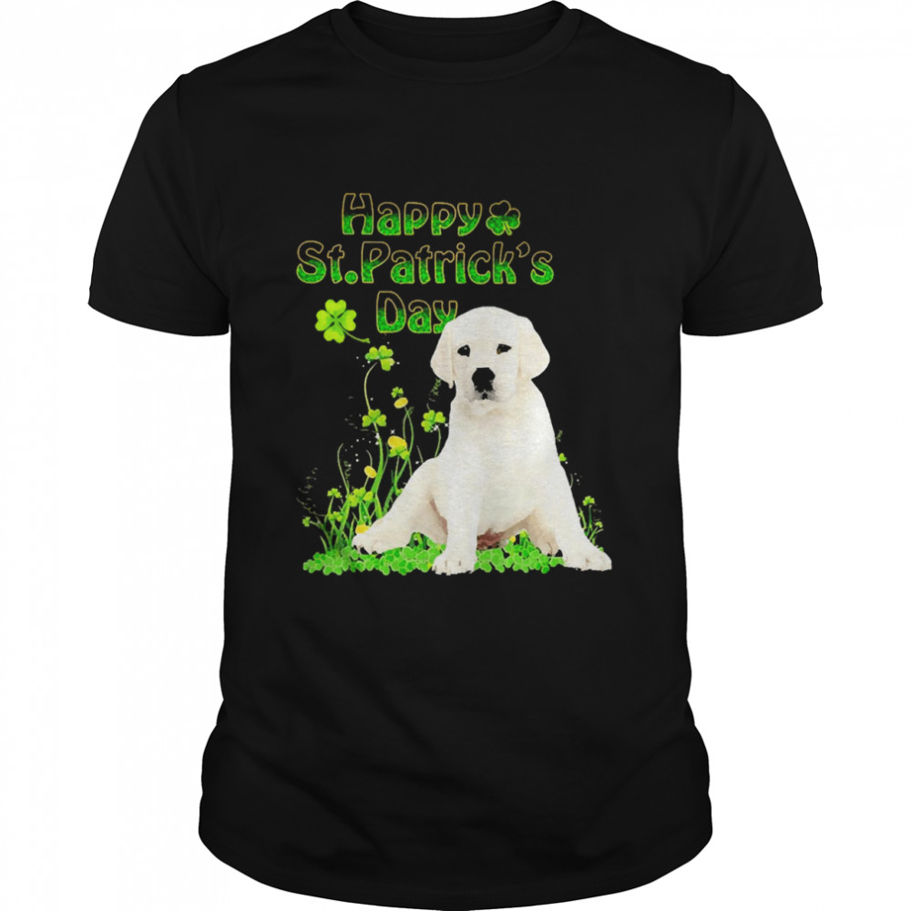 Happy St. Patrick’s Day Patrick Gold Grass White Labrador Dog Shirt